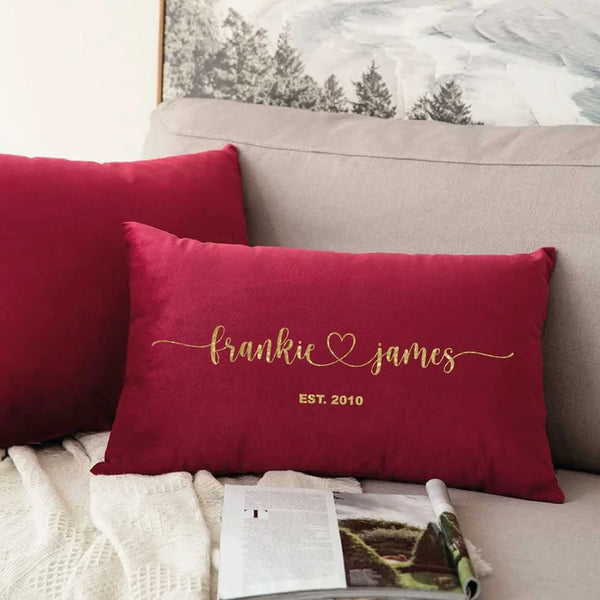 Personalised Velvet Couples Name Pillow