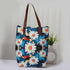 Personalised White Floral Printed Structured Tote Bag