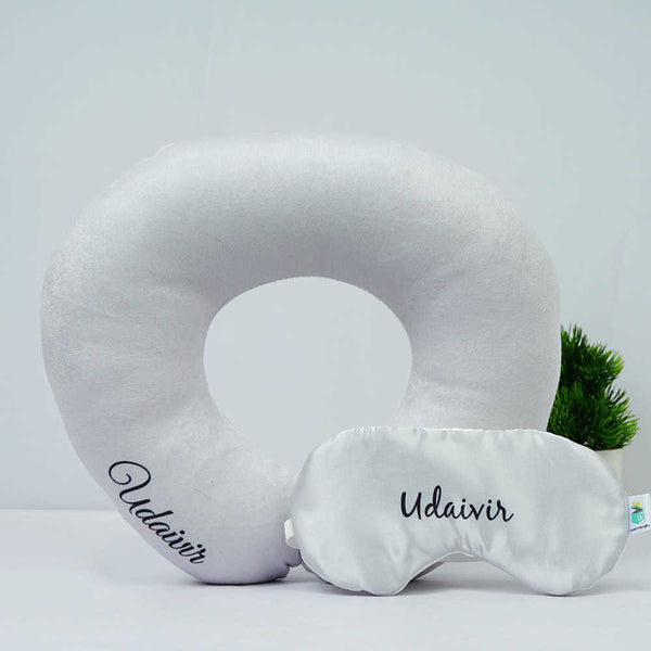 Personalised White Neck Pillow & Eye Mask Combo Gift Set