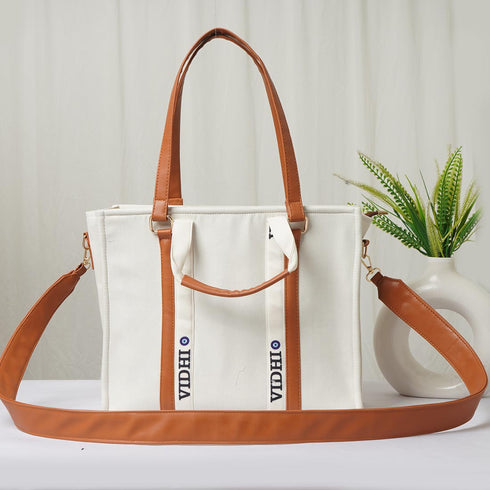 Personalised White Woody Handled Tote Bag - Uncommongifts.in