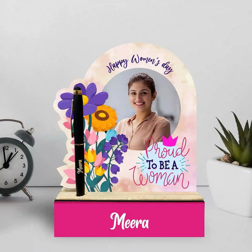 Personalized Women’s Day Pen with Photo Stand