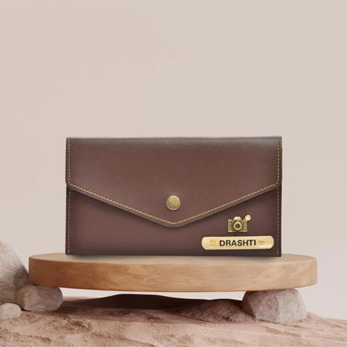 Personalised Women's Wallet With Charm - Brown - Uncommongifts.in