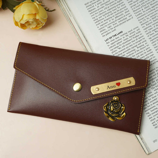 Personalised Women's Wallet With Charm - Brown - Uncommongifts.in