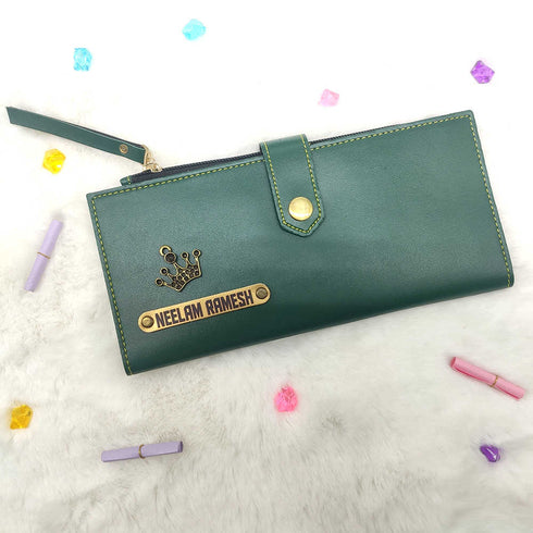 Personalised Women's Wallet With Charm - Olive - Uncommongifts.in