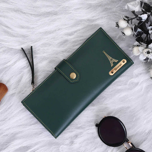 Personalised Women's Wallet With Charm - Olive - Uncommongifts.in