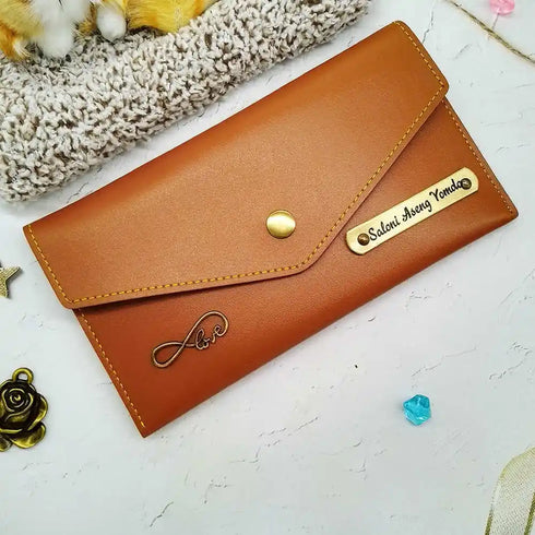 Personalised Women's Wallet With Charm - Brown