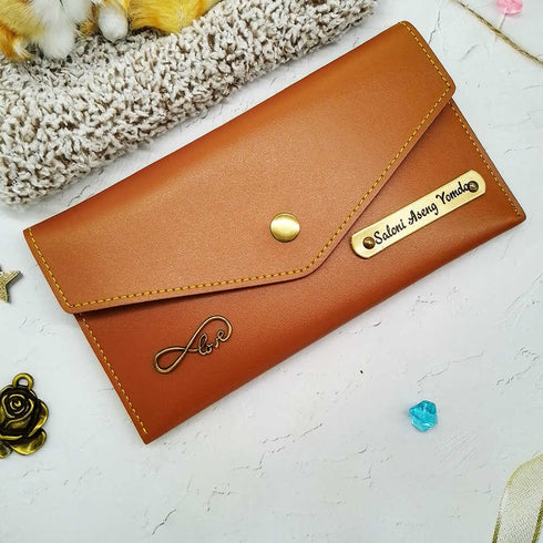 Personalised Women's Wallet With Charm - Tan - Uncommongifts.in