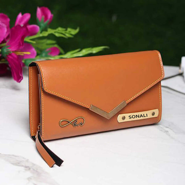 Personalised Women's Wallet With Charm - Tan - Uncommongifts.in