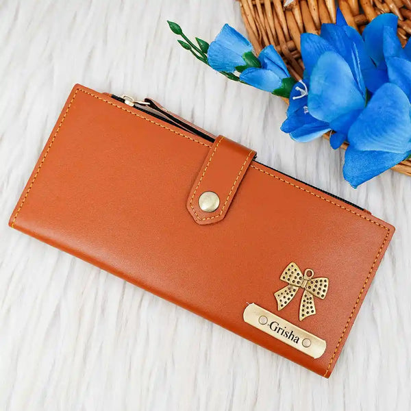 Personalised Women's Wallet With Charm - Tan