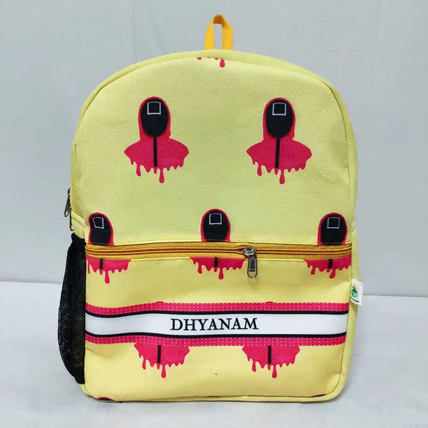Personalised Yellow Printed Kids Bagpack