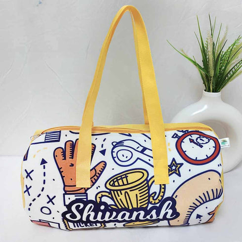 Personalised Yellow Printed Kids Duffle Bag