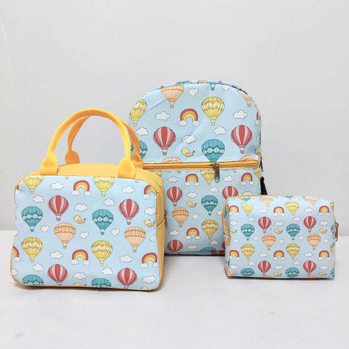 Personalised Air Balloon Printed Kids Bag Pack Combo Gift Set