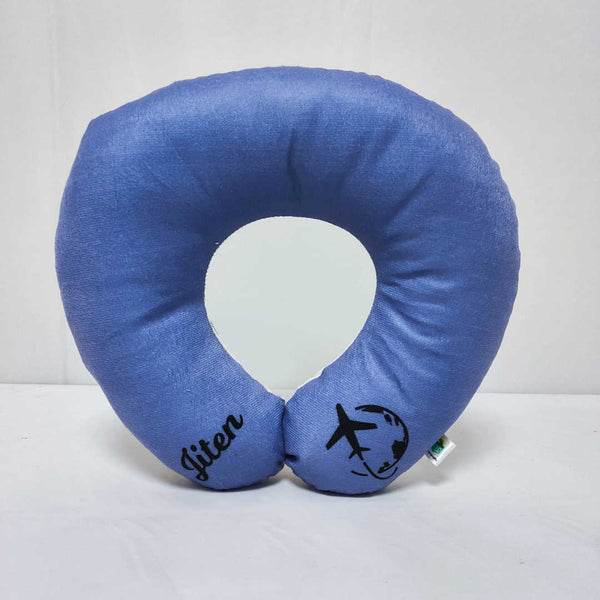 Personalised Airplane Printed Neck Pillow - Blue