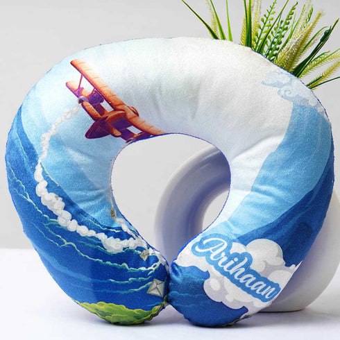 Personalised Airplane Printed Kids Neck Pillow