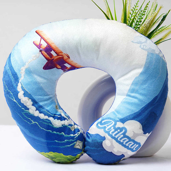 Personalised Airplane Printed Kids Neck Pillow