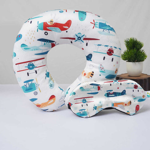 Personalised Airplane Printed Neck Pillow Combo Gift Set
