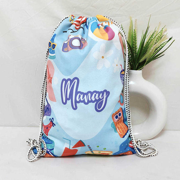 Personalised Ball Printed Kids Drawstring Bag