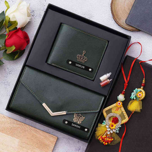 Personalised Bhai Bhabhi Rakhi Combo Gift Set