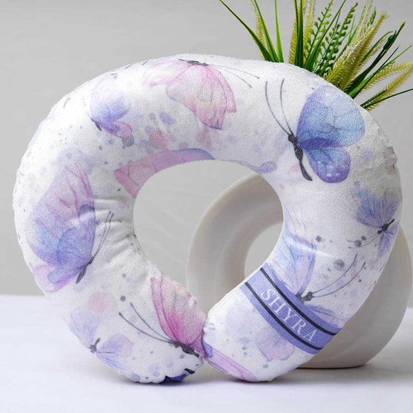 Personalised Butterflies Printed Kids Neck Pillow