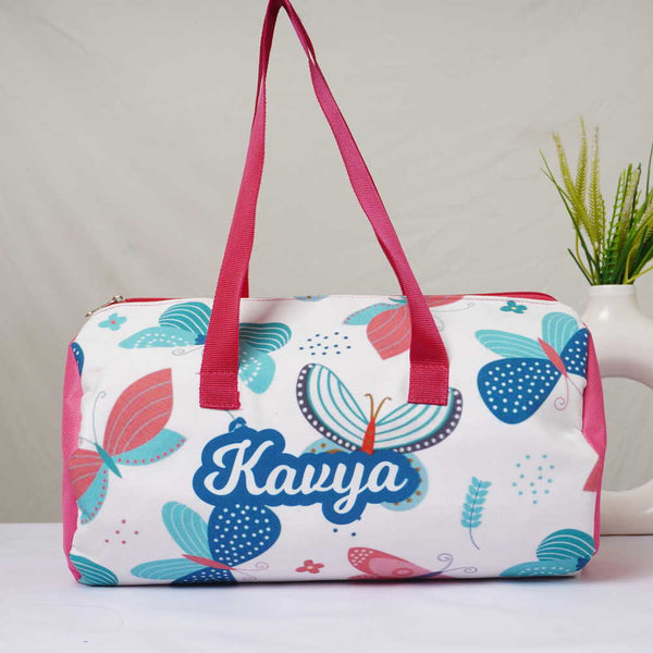 Personalised Butterfly Printed Kids Duffle Bag