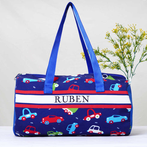 Personalised Car Printed Kids Duffle Bag & Box Pouch Gift Combo