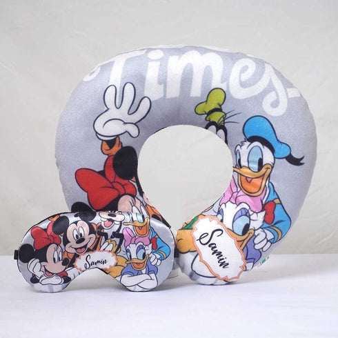 Personalised Cartoon Printed Neck Pillow Combo Gift Set