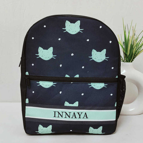 Personalised Cat Printed Kids Bag Pack