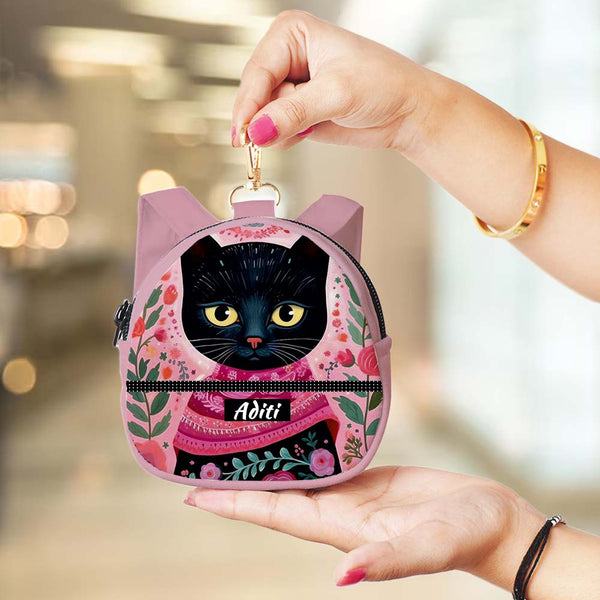 Personalised Cat Printed Backpack Keychain