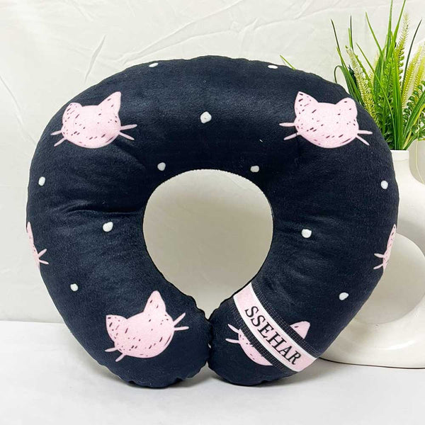 Personalised Cat Printed Kids Neck Pillow