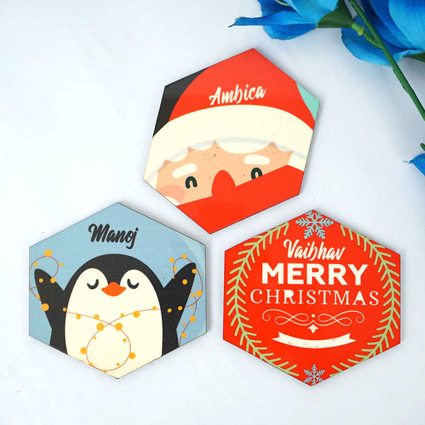 Personalised Christmas MDF Coaster Set of 3
