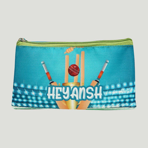 Personalised Cricket Printed Kids Duffle Bag & Box Pouch Gift Combo