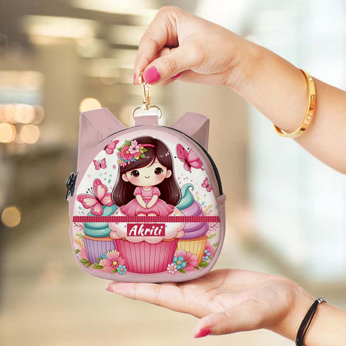 Personalised Cup Cake Printed Backpack Keychain
