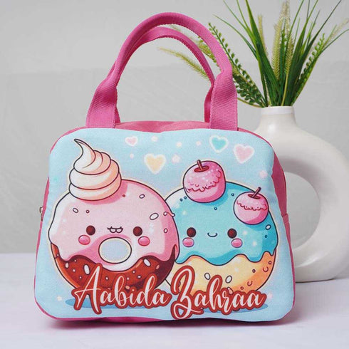Personalised Donut Printed Kids Lunch Bag With Handle
