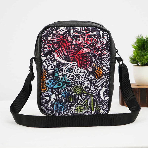 Personalised Doodle Print Men Sling Bag