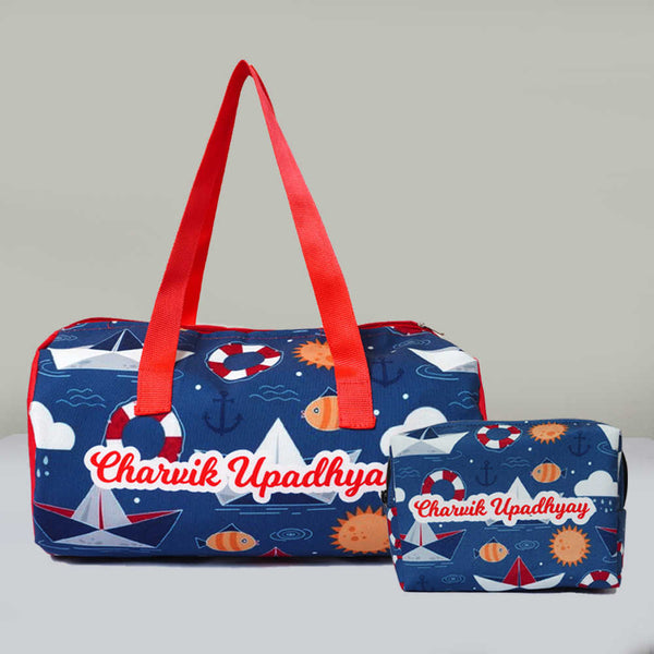 Personalised Duffle Bag & Box Pouch Kids Gift Combo