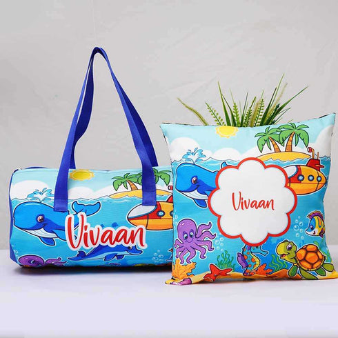 Personalised Duffle Bag & Cushion Kids Combo