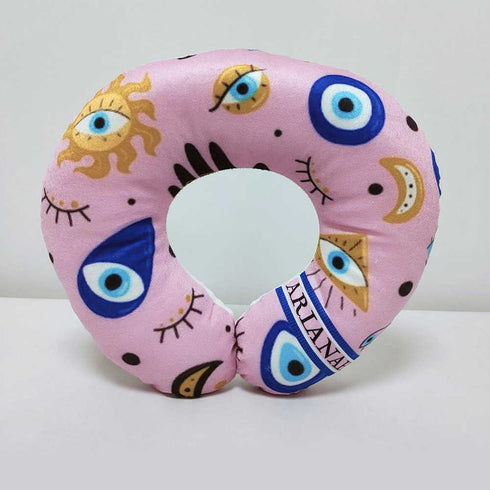 Personalised Evil Eye Printed Neck Pillow & Box Pouch Combo Gift Set