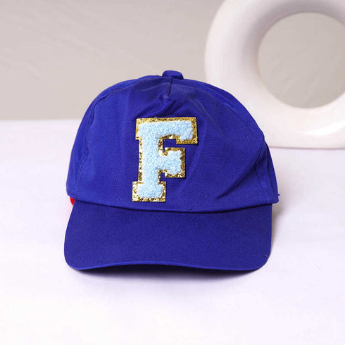 Personalised F Alphabet Kids Cap/Hat - Blue