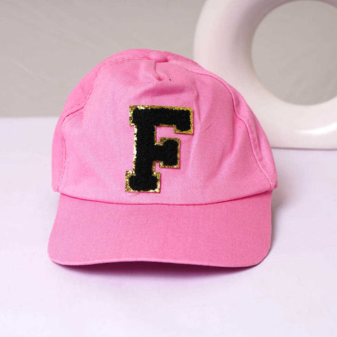 Personalised F Alphabet Kids Cap/Hat - Pink