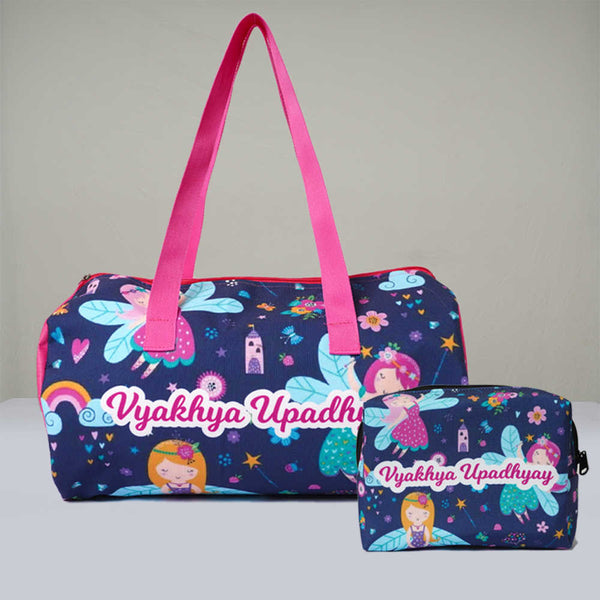 Personalised Fairy Duffle Bag & Box Pouch Kids Gift Combo