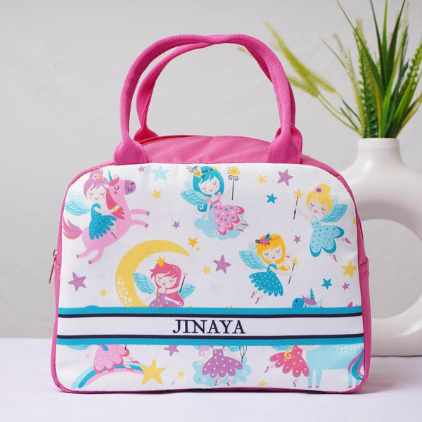 Personalised Fairy's Printed Kids Lunch Bag With Handle