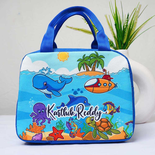 Personalised Fish Printed Kids Lunch Bag With Handle