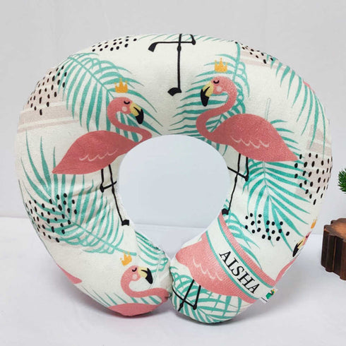 Personalized Flamingo Printed Neck Pillow