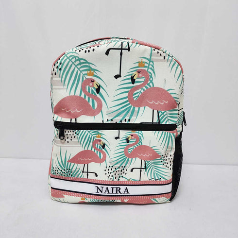 Personalised Flamingos Printed Kids Bag Pack
