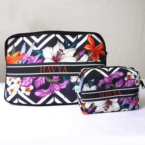 Personalised Floral Laptop Sleeve/Cover & Box Pouch Kids Combo