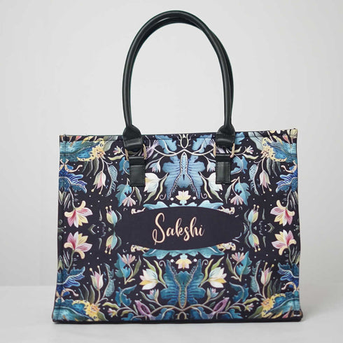 Personalised Floral Printed Box Bag