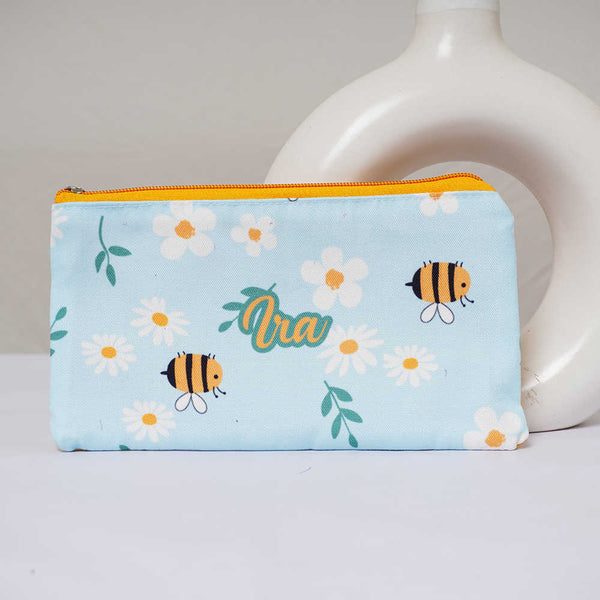 Personalised Floral Printed Kids Pencil Pouch