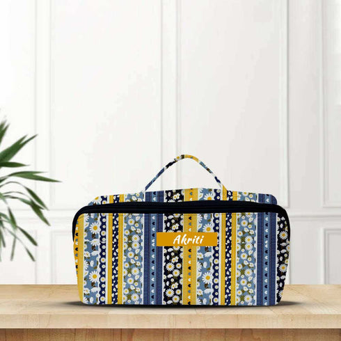 Personalised Floral Travel Storage Vanity Pouch for Women
