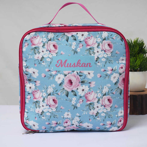 Personalised Floral Traveler Makeup Bag Vanity Pouch for Women