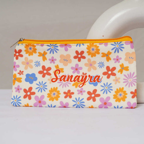 Personalised Florals Printed Kids Pencil Pouch